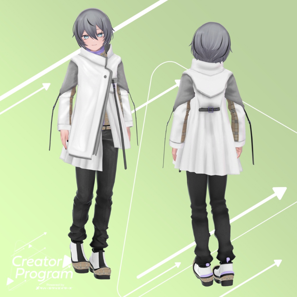 Asymmetry Pleats Coat Outfit - VRChat Men's Clothing / CP11
