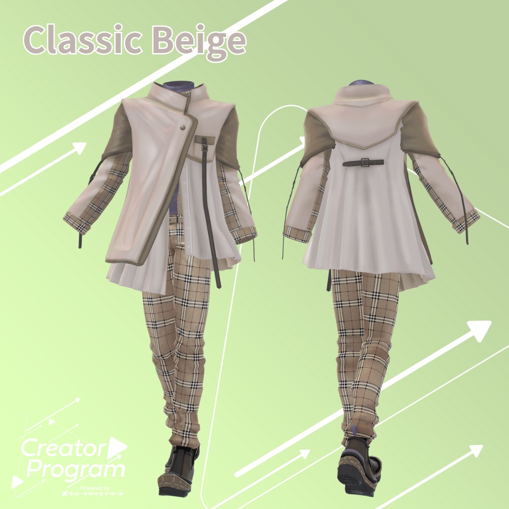 Asymmetry Pleats Coat Outfit - VRChat Men's Clothing / CP11