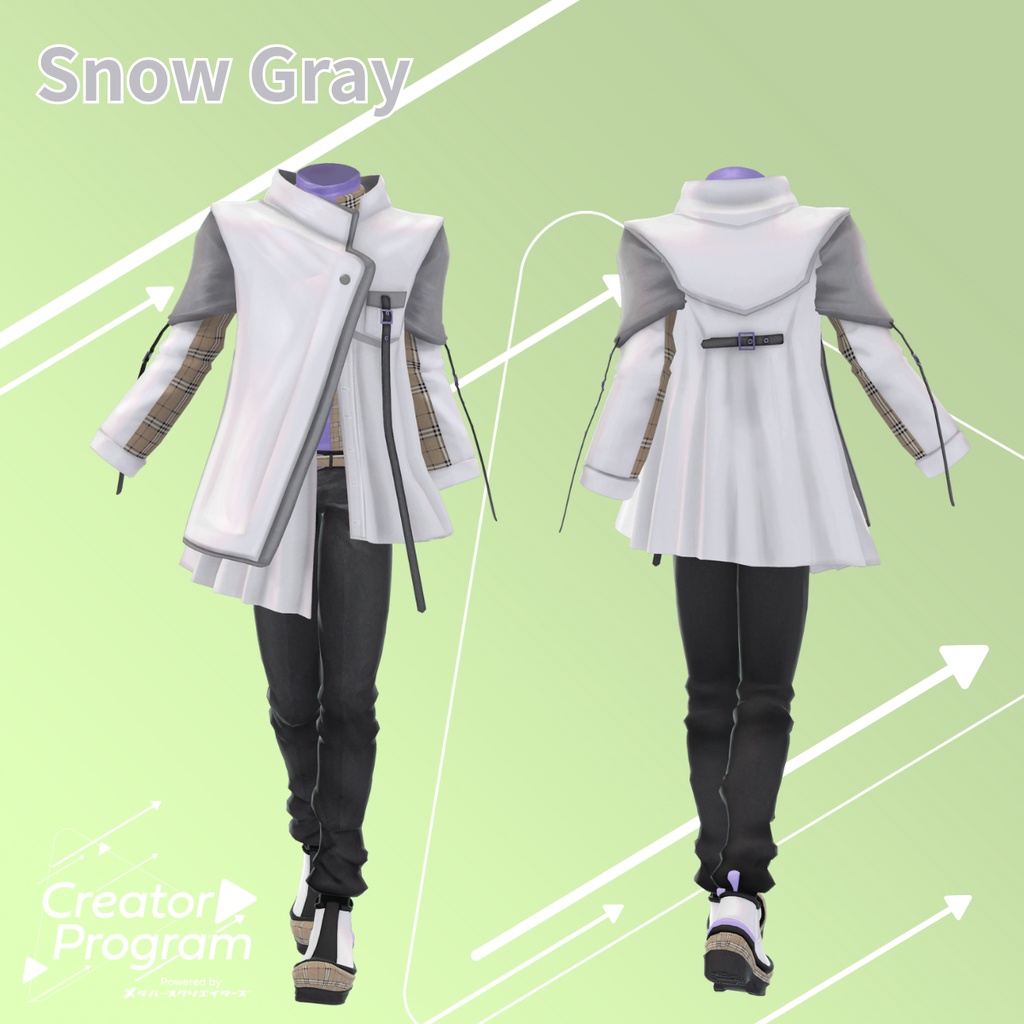 Asymmetry Pleats Coat Outfit - VRChat Men's Clothing / CP11