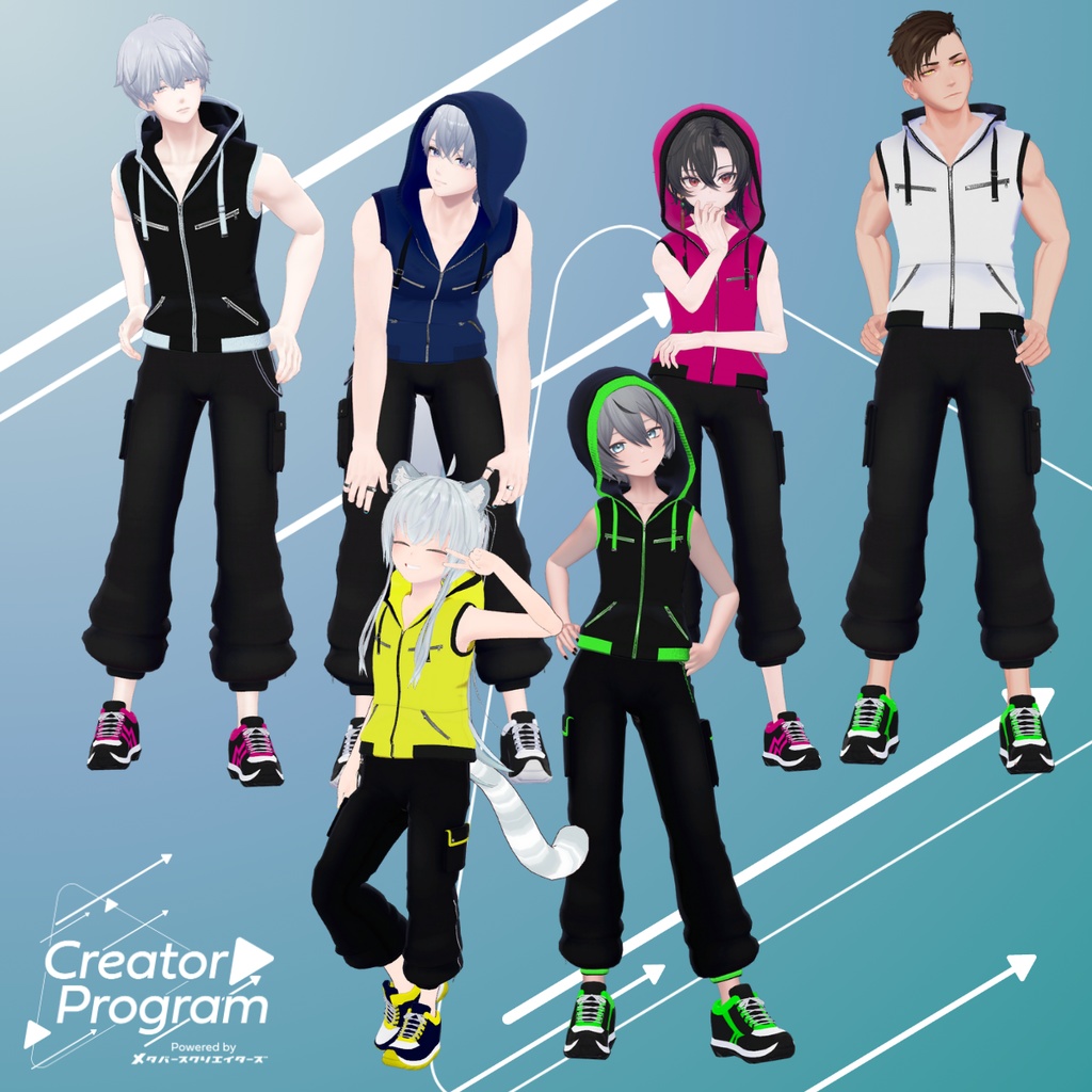 Sleeveless Hoodie Set - VRChat Men's Clothing / CP5