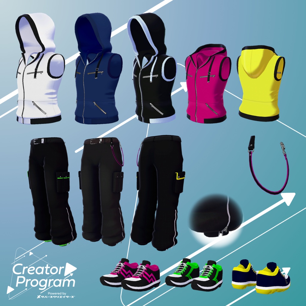Sleeveless Hoodie Set - VRChat Men's Clothing / CP5