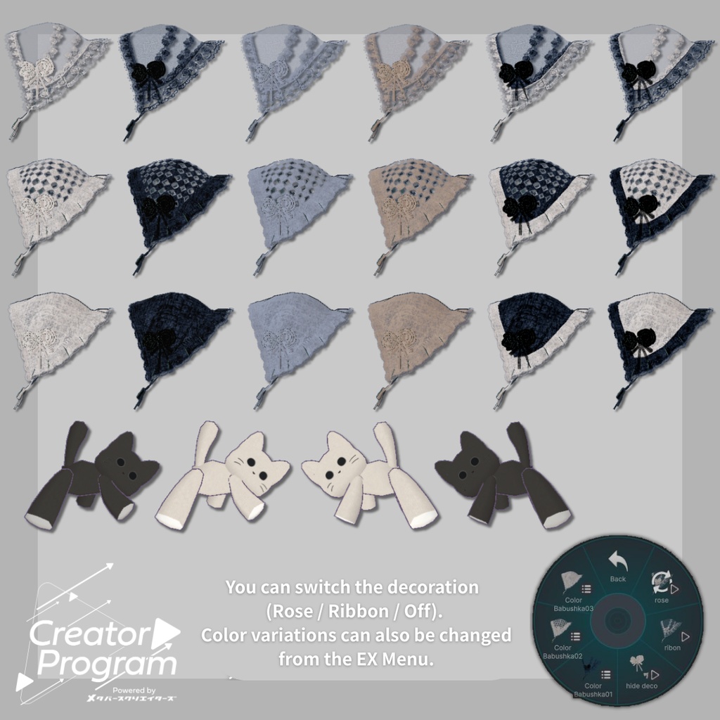 Babushka & Cat Plushie - VRChat Avatar Accessory / CP29