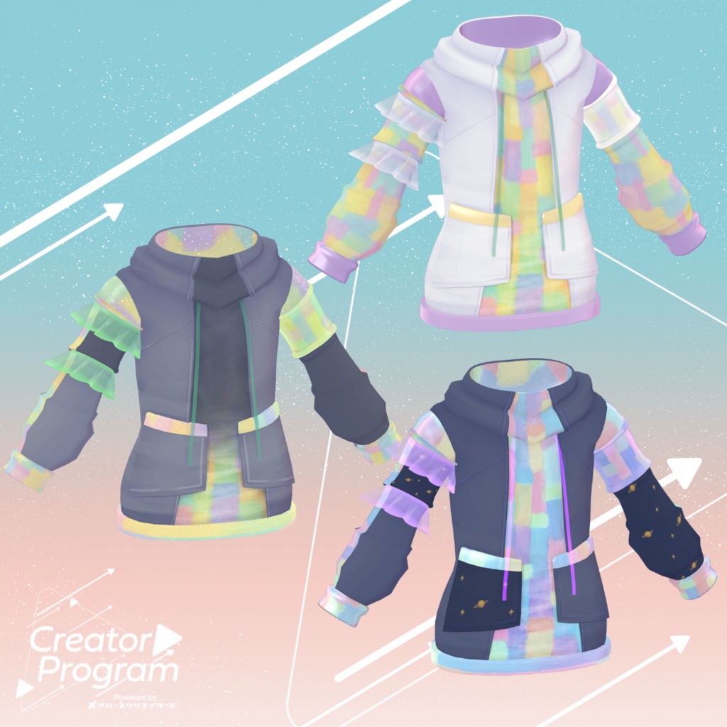 UrarakaPatchwork Hoodie - VRChat Men's Clothing / CP11