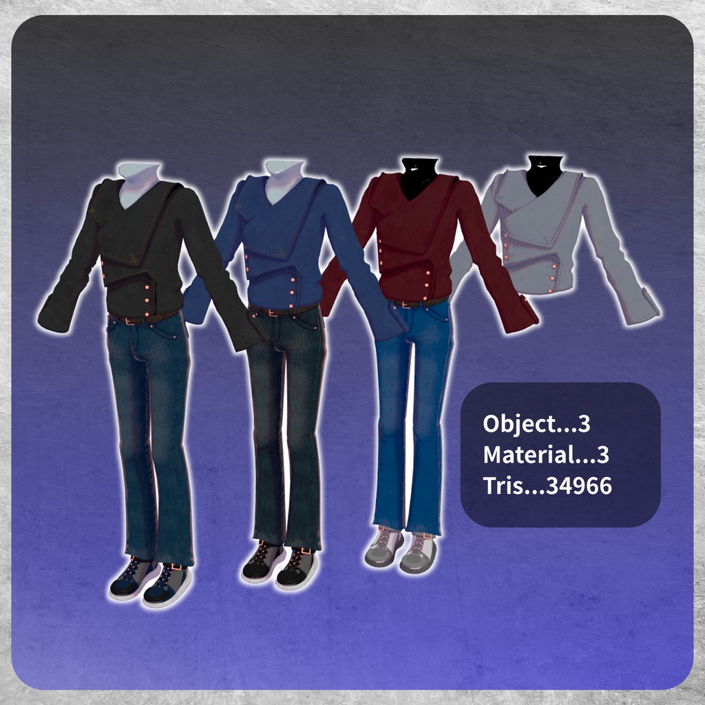 (5 Avatar Compatible) Yorumachi Riders - VRChat Men's Clothing / CP46
