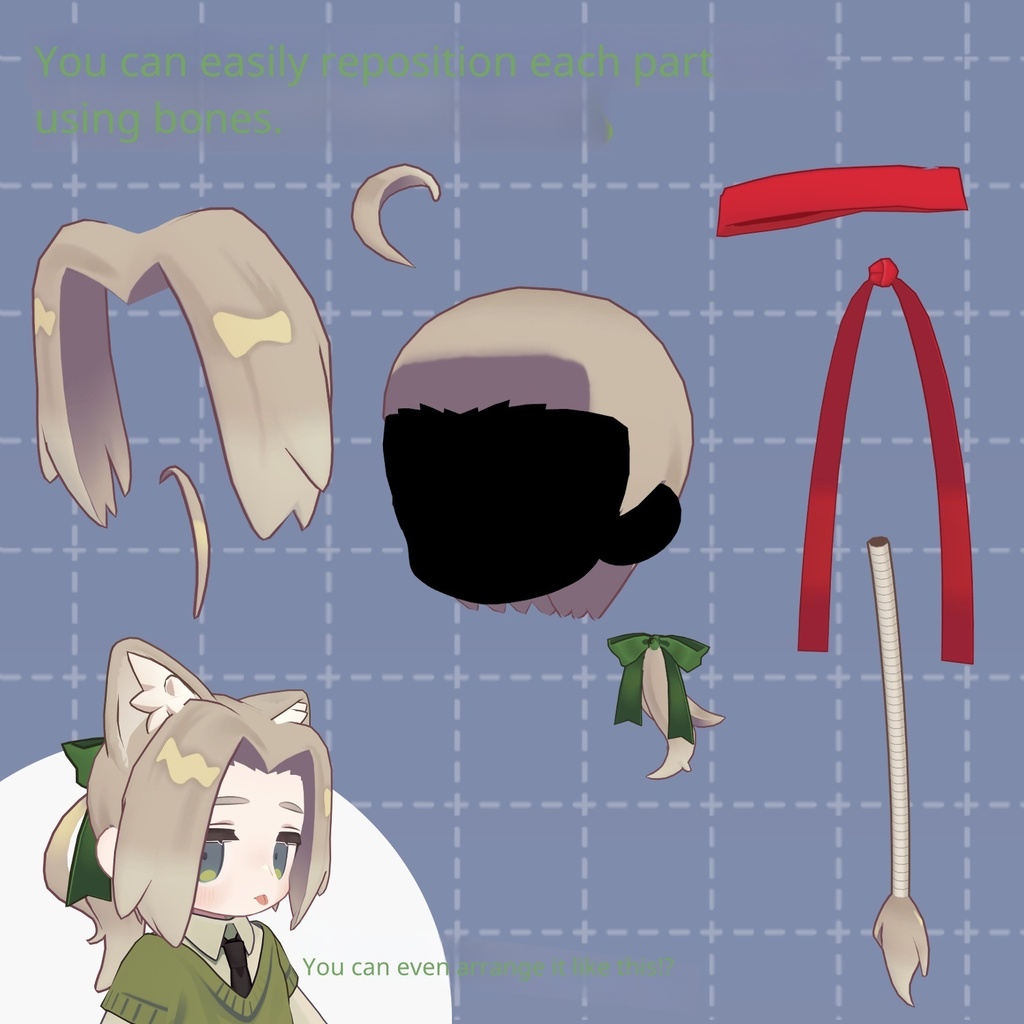 Neat Center-Part Hair & Styling Set - VRChat Hair / CP3