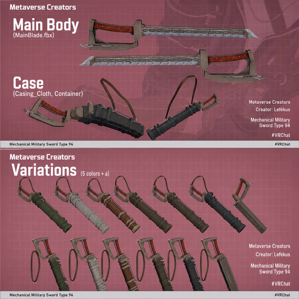 Mechanical Sword Type 94 - VRChat Gimmicky Avatar Accessory / CP14
