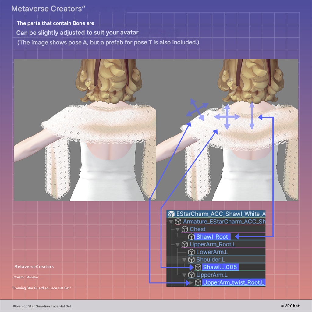 Evening Star Warden's Lace Hat Set - VRChat Avatar Accessory / CP34