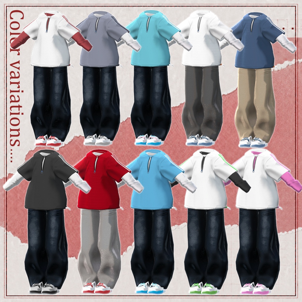 ✨Free Item Included✨2-Way Half-Zip - VRChat Men's Clothing / CP52