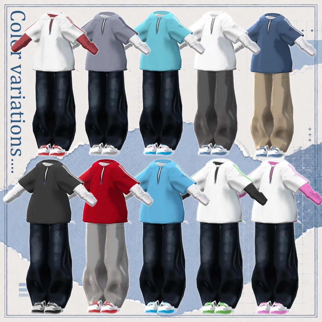 ✨Free Item Included✨2-Way Half-Zip- VRChat Women's Clothing / CP52