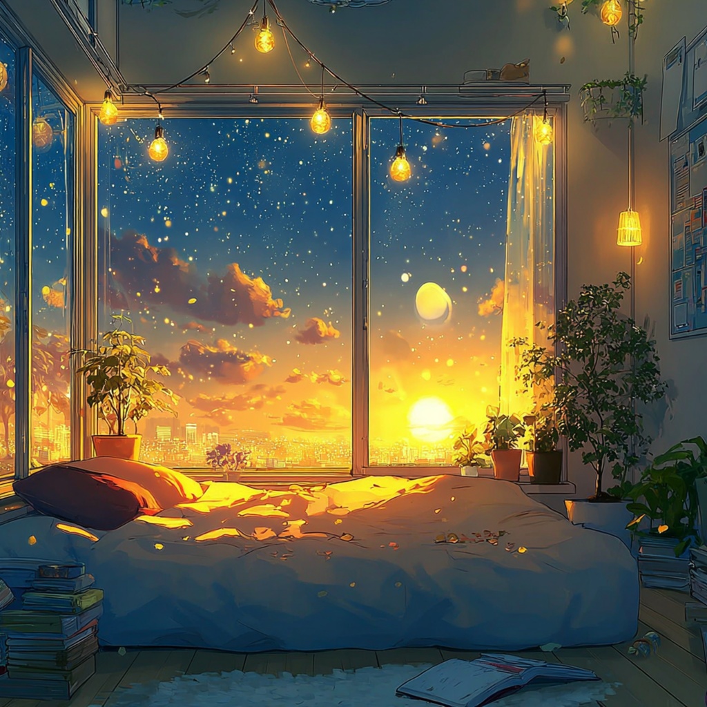 窓辺の秘密基地、星と太陽が溶け合う夢