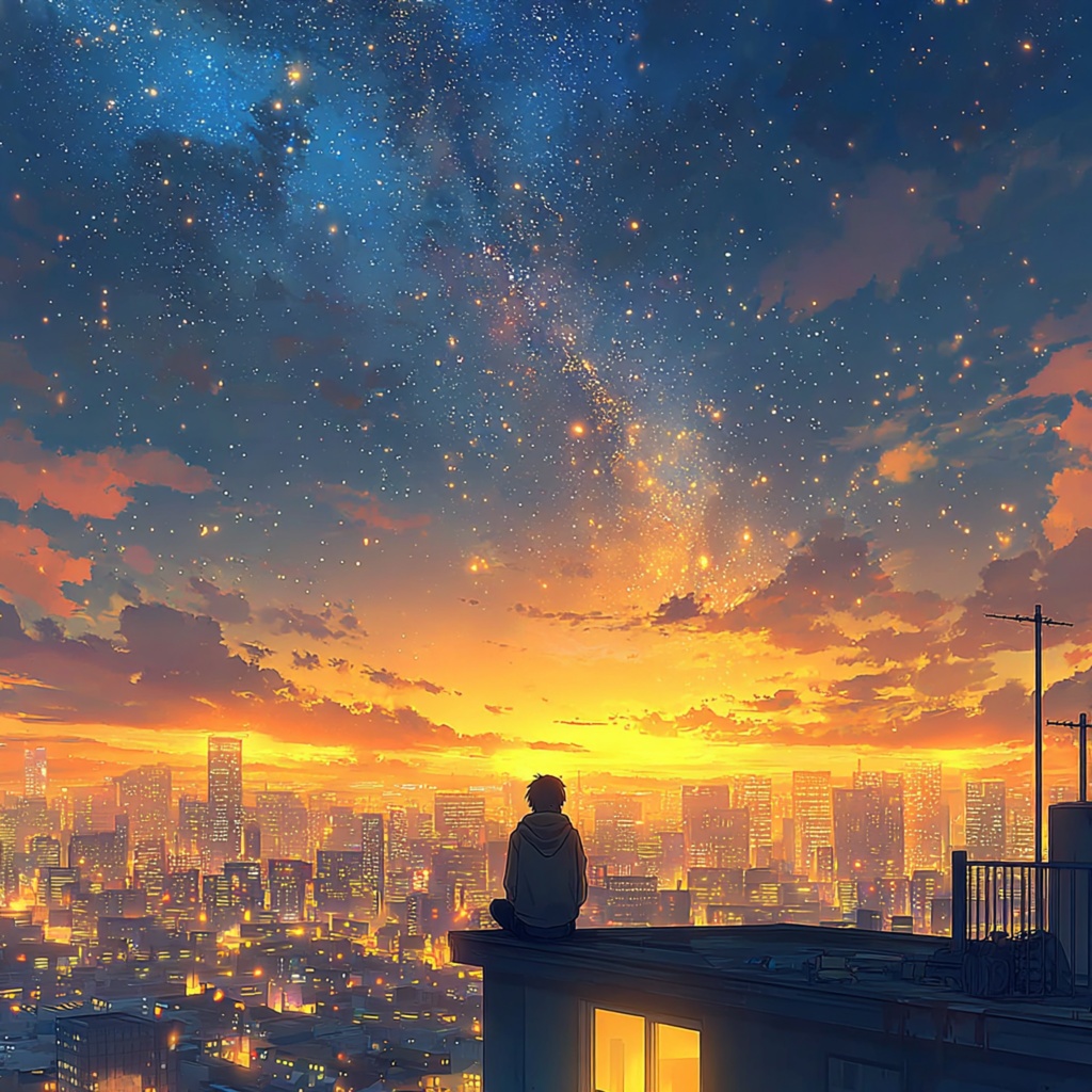 都会の屋上から見上げる銀河の瞬き