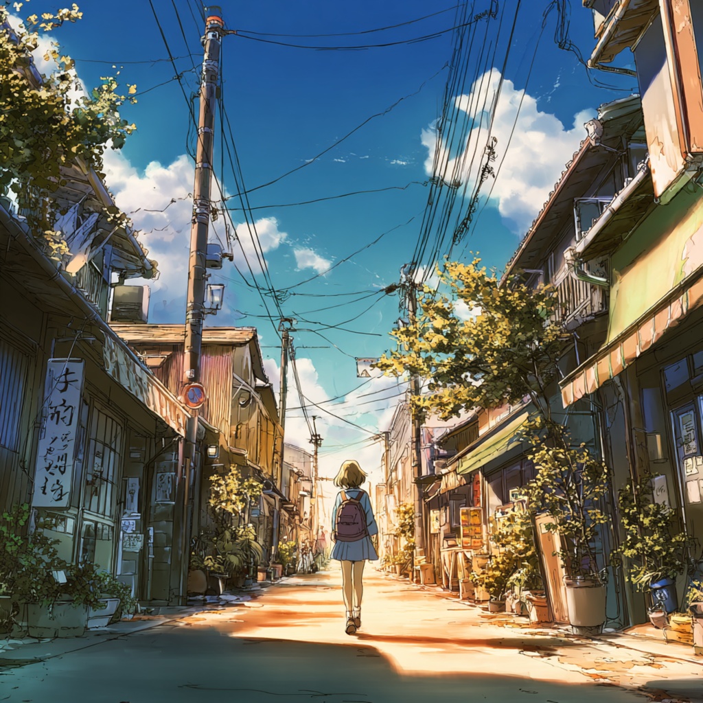 ある日の午後、影と光が導く路地裏