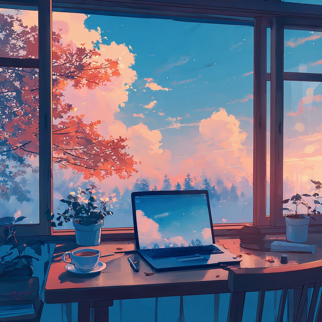 茜色の空に溶ける、静寂のワークスペース