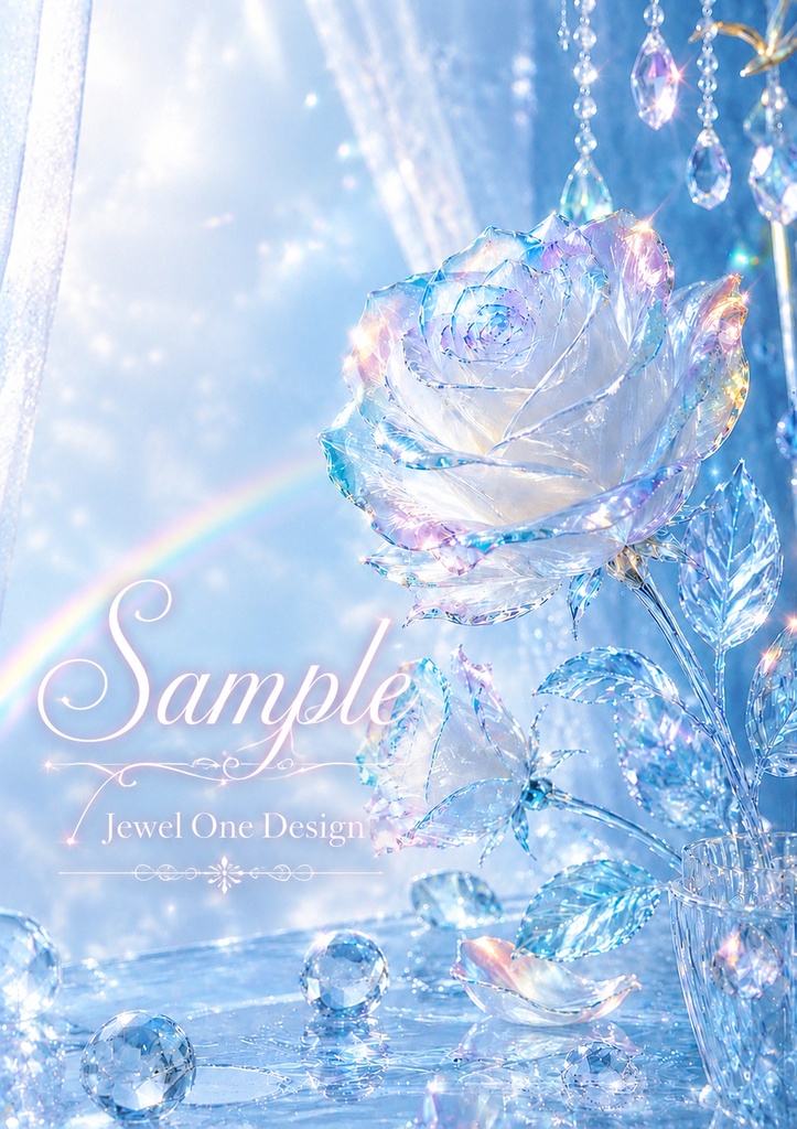 ガラス薔薇の暑中見舞いテンプレート Crystal Rose|印刷用PDF・PNGセット
