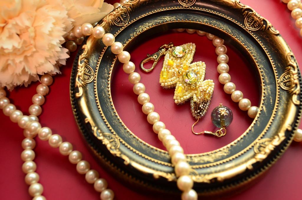 【キーホルダー】ぴかちゅうのしっぽ【ビーズ刺繍】