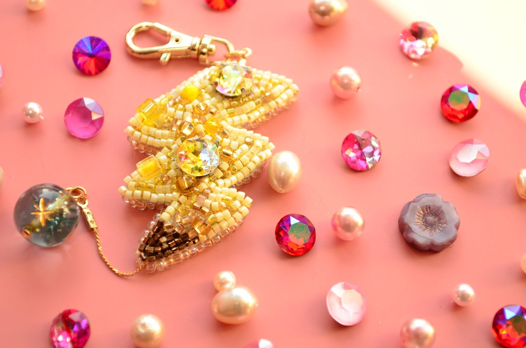 【キーホルダー】ぴかちゅうのしっぽ【ビーズ刺繍】
