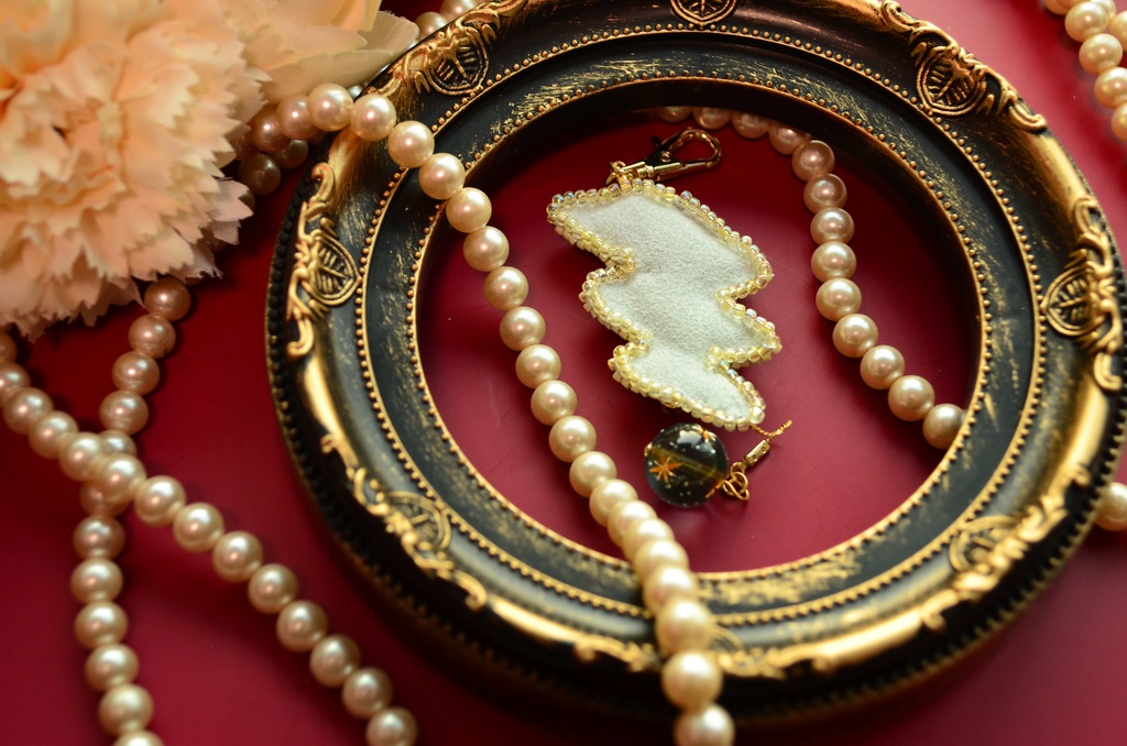 【キーホルダー】ぴかちゅうのしっぽ【ビーズ刺繍】