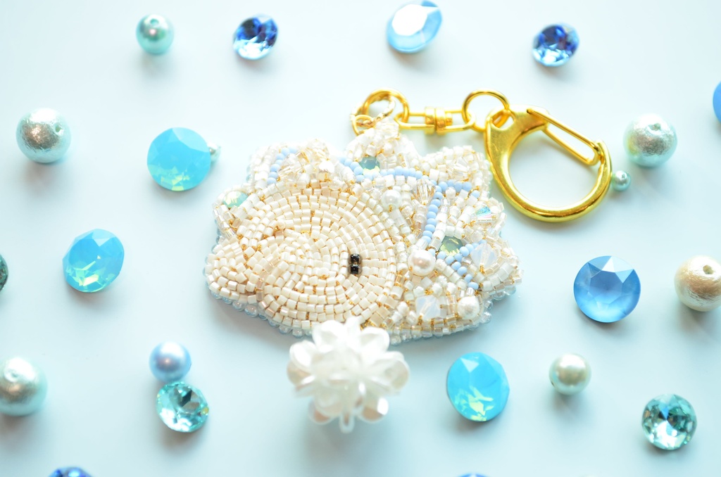 【キーホルダー】ゆきはみちゃん【ビーズ刺繍】