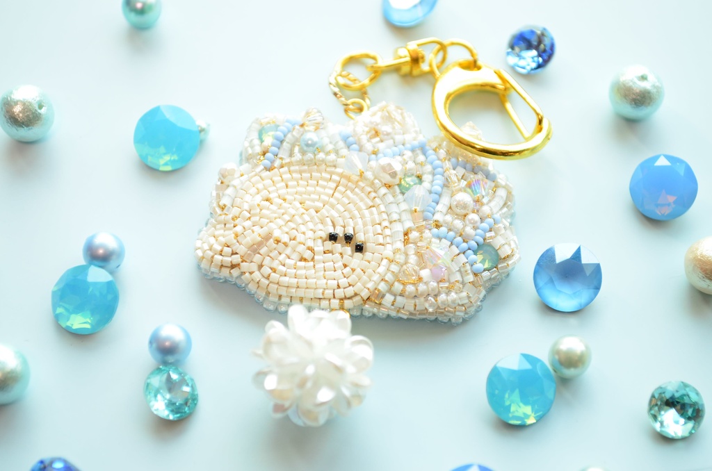 【キーホルダー】ゆきはみちゃん【ビーズ刺繍】