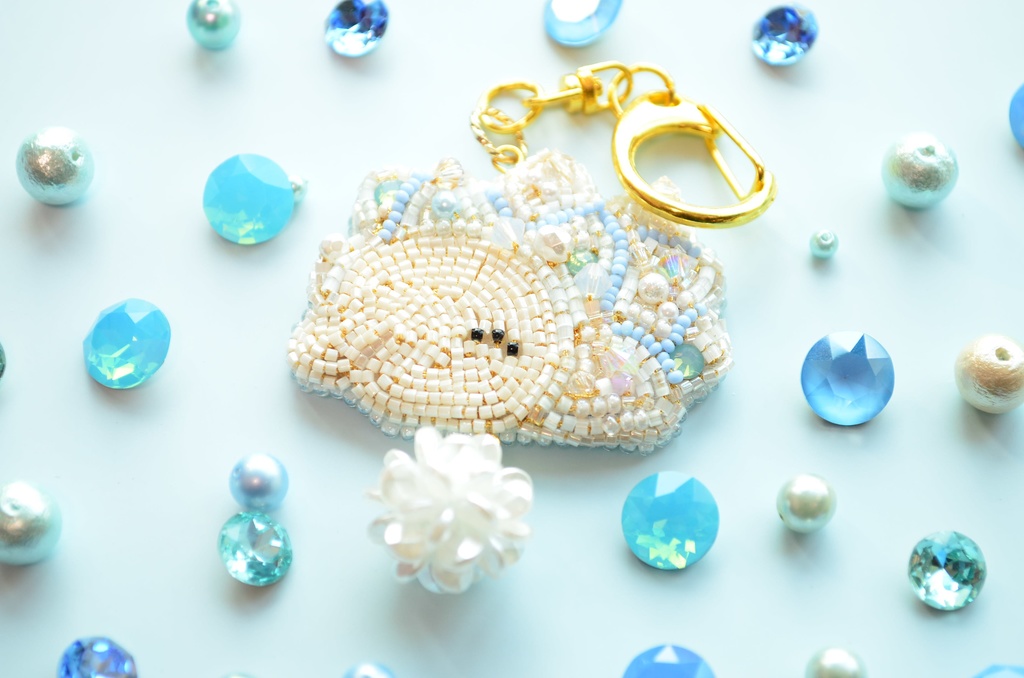 【キーホルダー】ゆきはみちゃん【ビーズ刺繍】