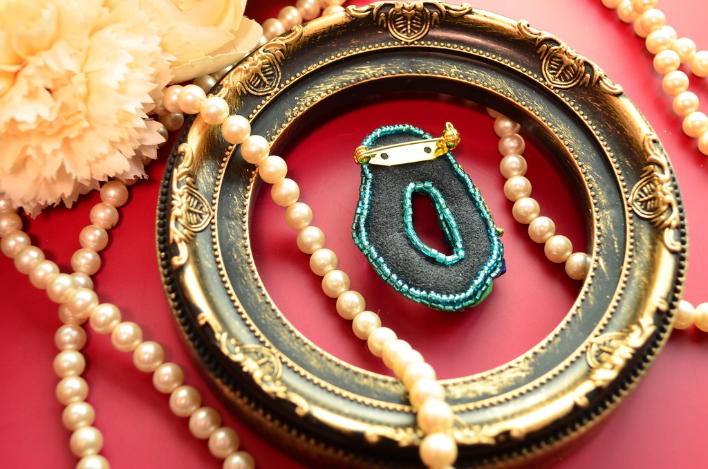 【ブローチ】海の底【ビーズ刺繍】