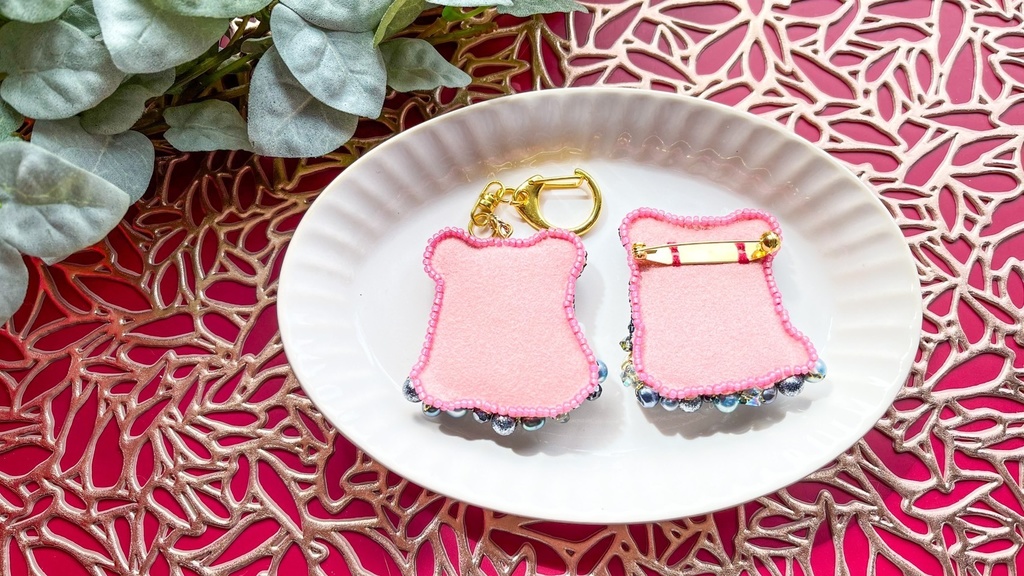 【ビーズ刺繍】花パンダ