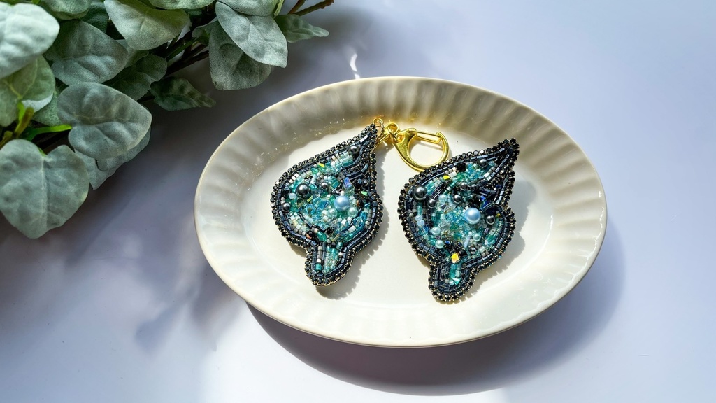 【ビーズ刺繍】青い炎
