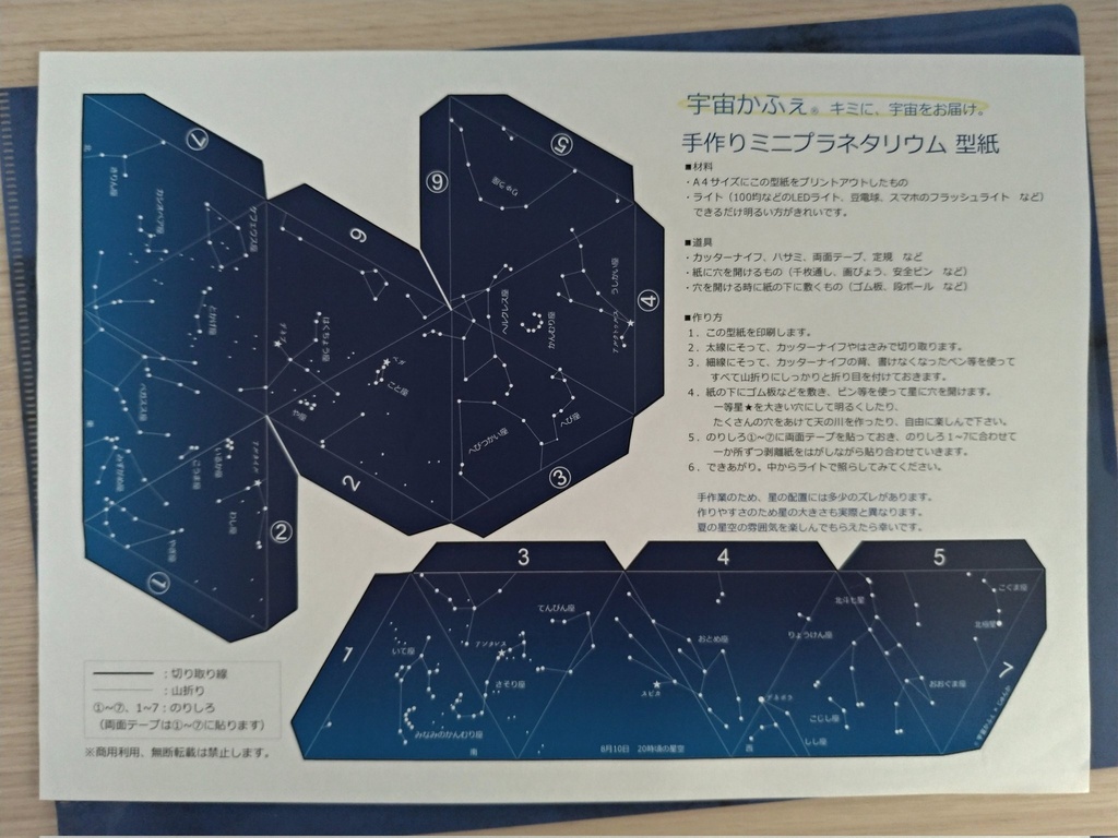 夏の星座のミニプラネタリウム