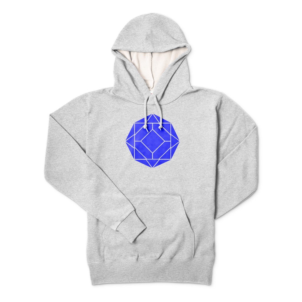 【パーカー】0-ENK ロゴ (文字なし) 両面 (杢グレー)