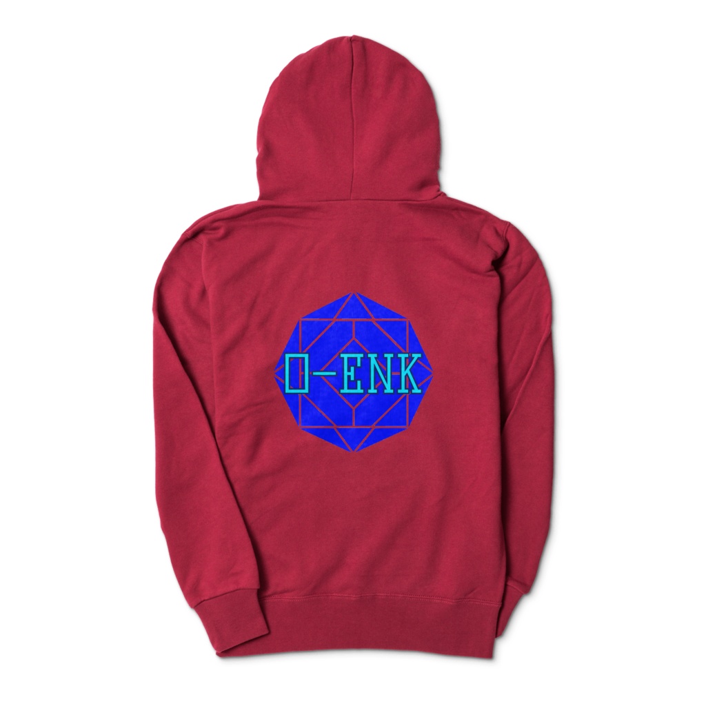 【パーカー】0-ENK ロゴ 両面 (バーガンディ)