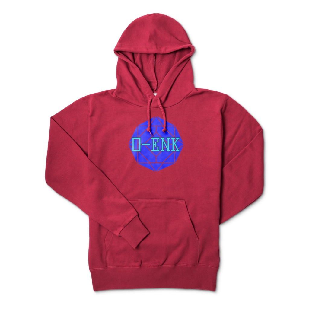 【パーカー】0-ENK ロゴ 両面 (バーガンディ)