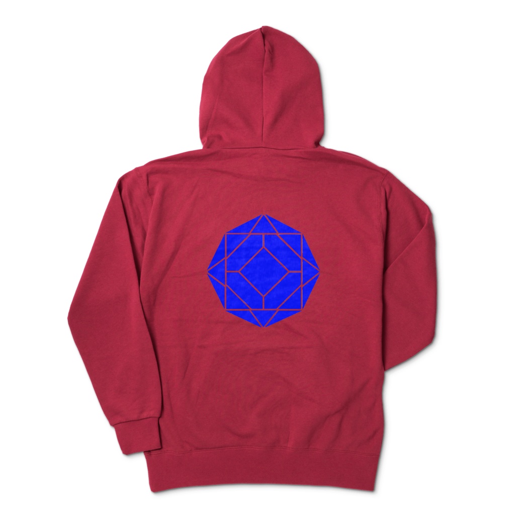 【パーカー】0-ENK ロゴ (文字なし) 背面 (バーガンディ)