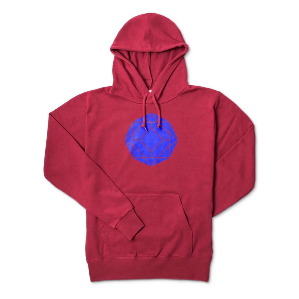 【パーカー】0-ENK ロゴ (文字なし) 正面 (バーガンディ)