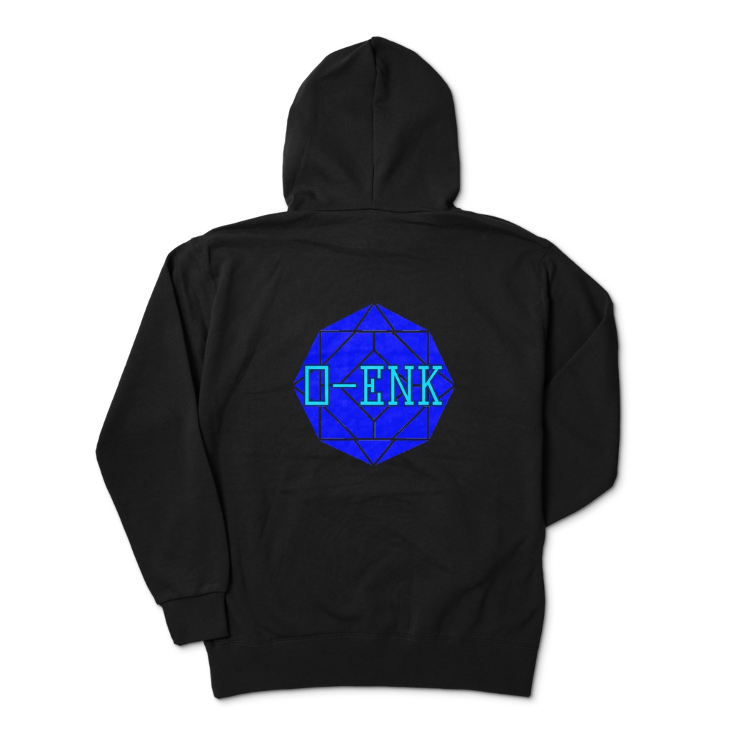 【ジップパーカー】0-ENK ロゴ 背面 (ブラック)