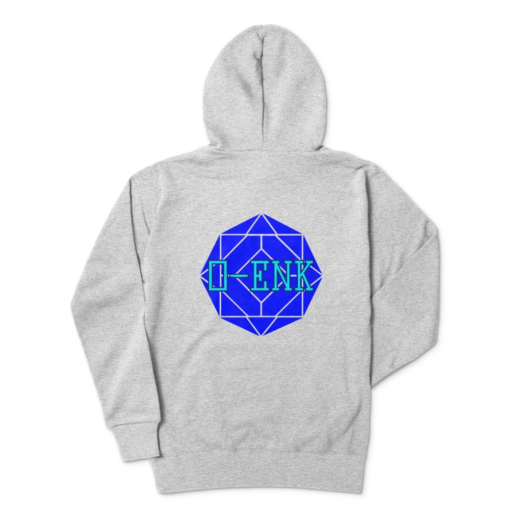 【ジップパーカー】0-ENK ロゴ 背面 (杢グレー)