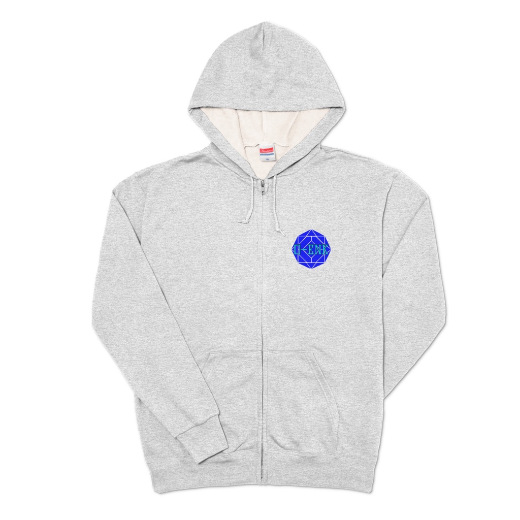 【ジップパーカー】0-ENK ロゴ 左胸 (杢グレー)