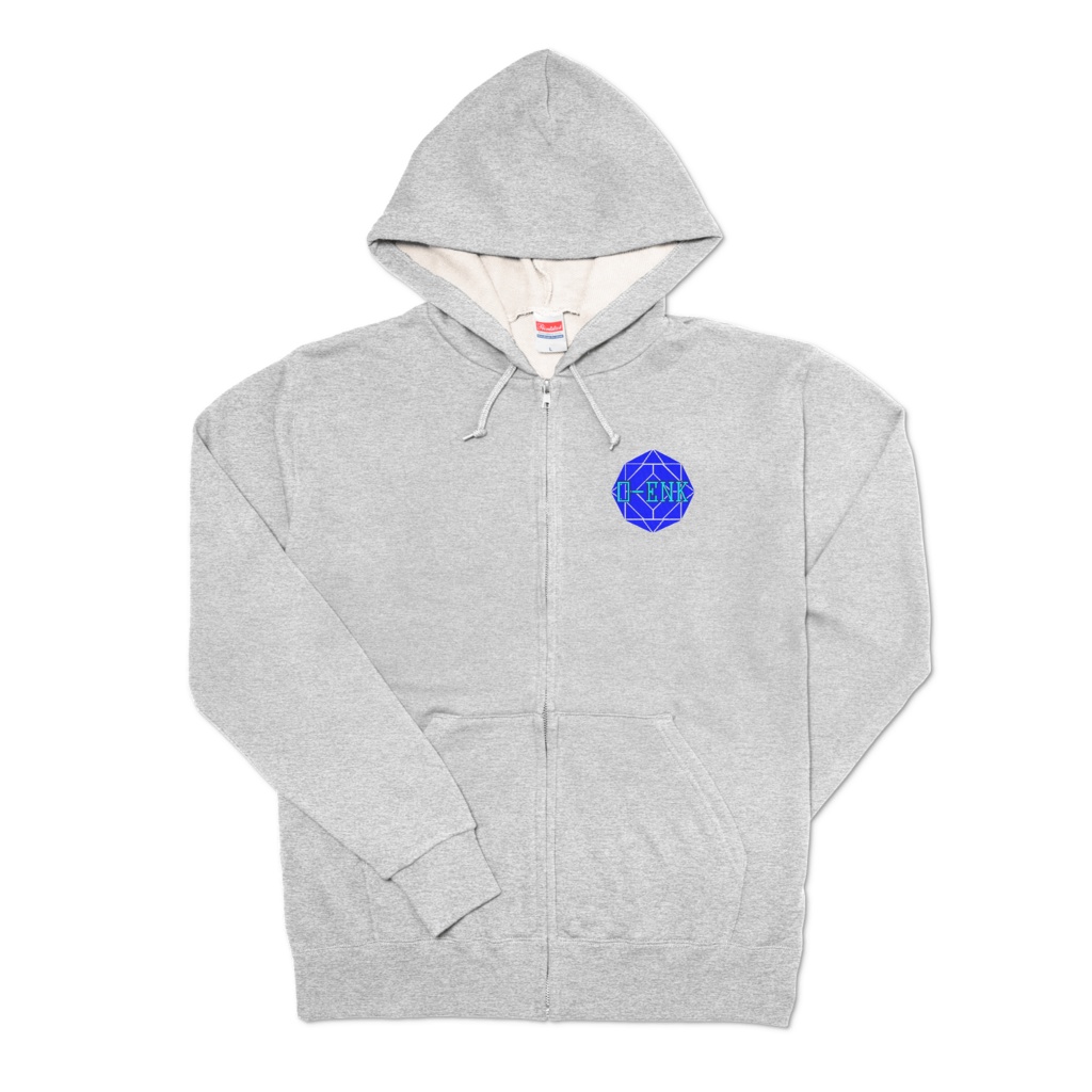 【ジップパーカー】0-ENK ロゴ 両面 (杢グレー)