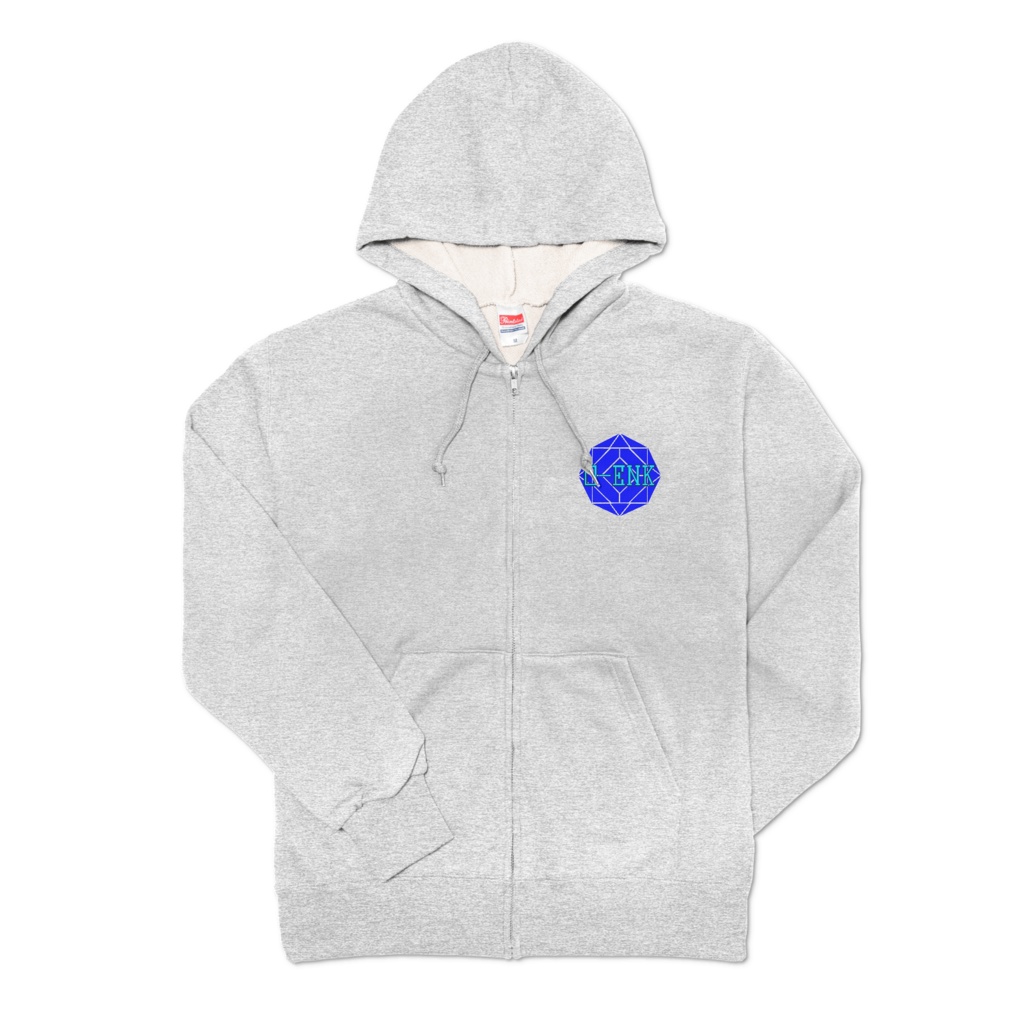 【ジップパーカー】0-ENK ロゴ 両面 (杢グレー)
