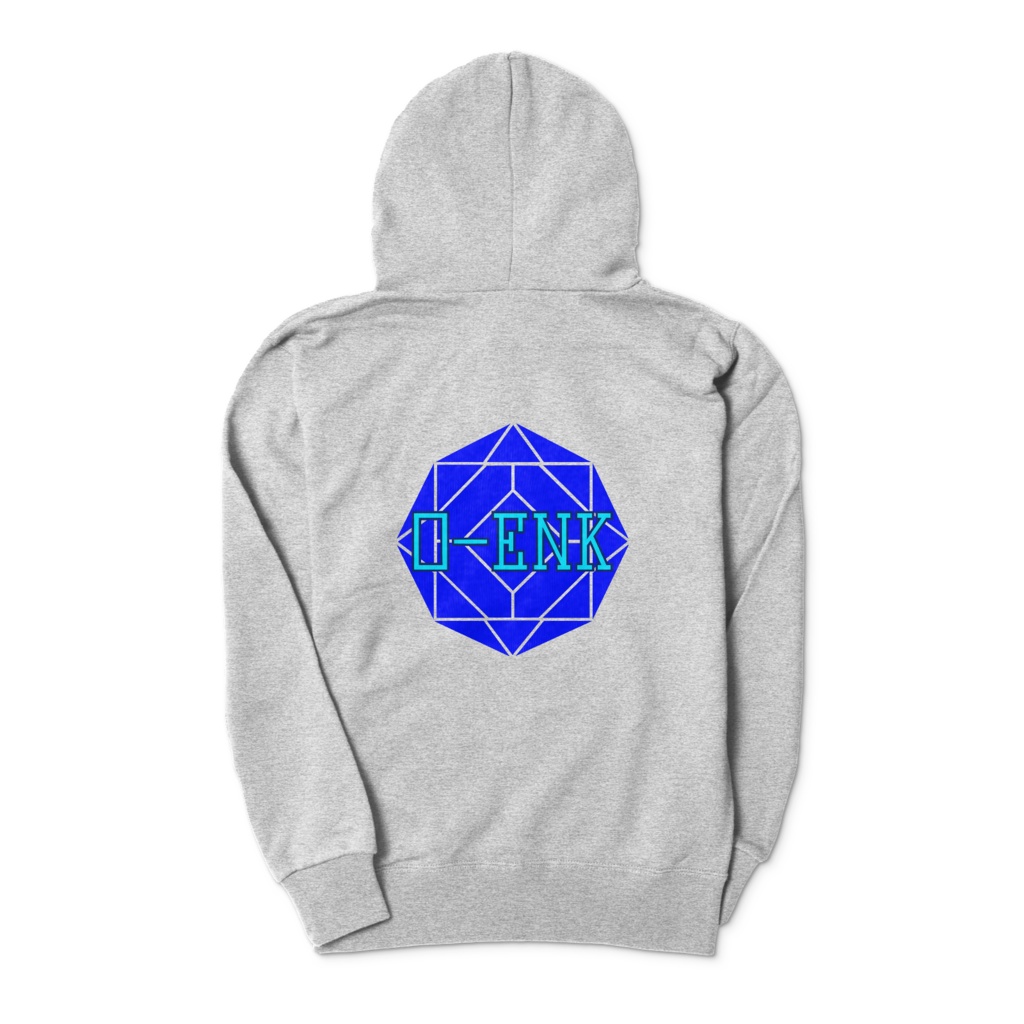 【ジップパーカー】0-ENK ロゴ 両面 (杢グレー)