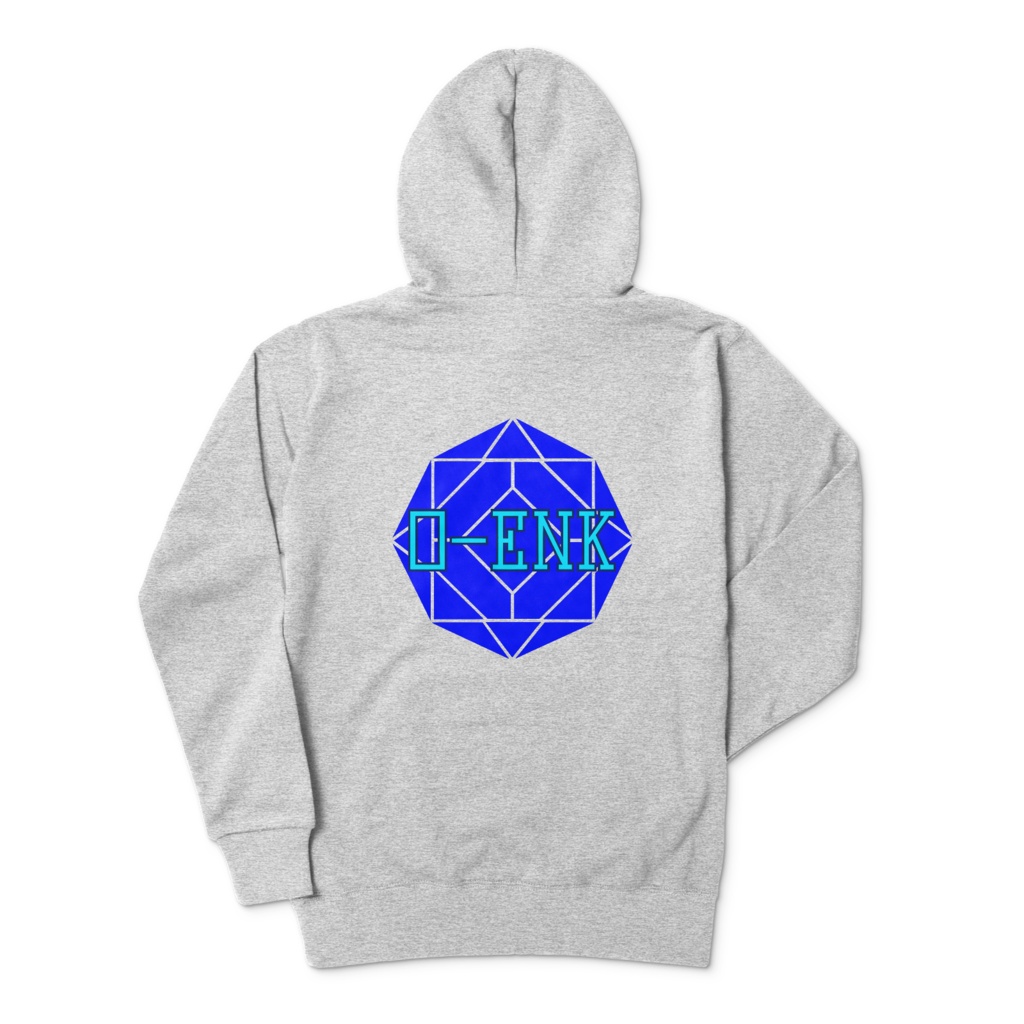 【ジップパーカー】0-ENK ロゴ 両面 (杢グレー)