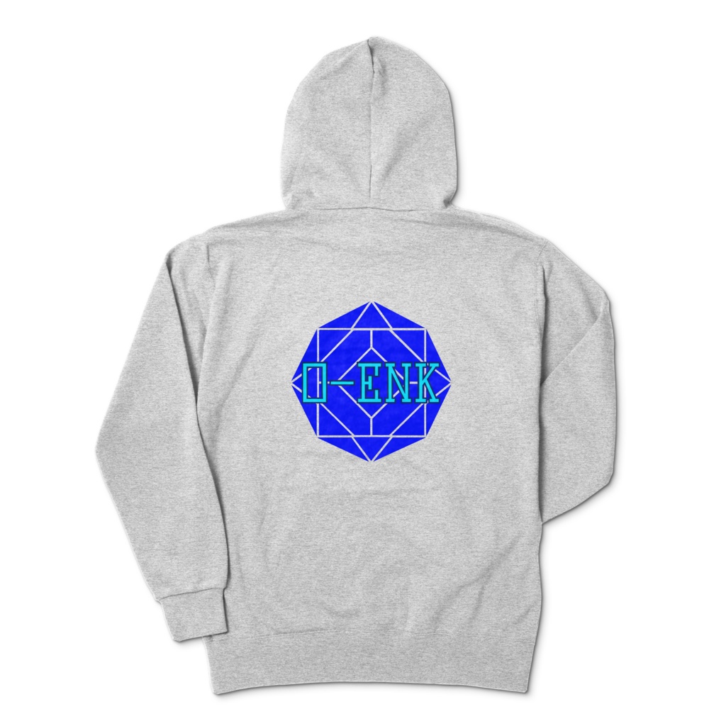 【ジップパーカー】0-ENK ロゴ 両面 (杢グレー)