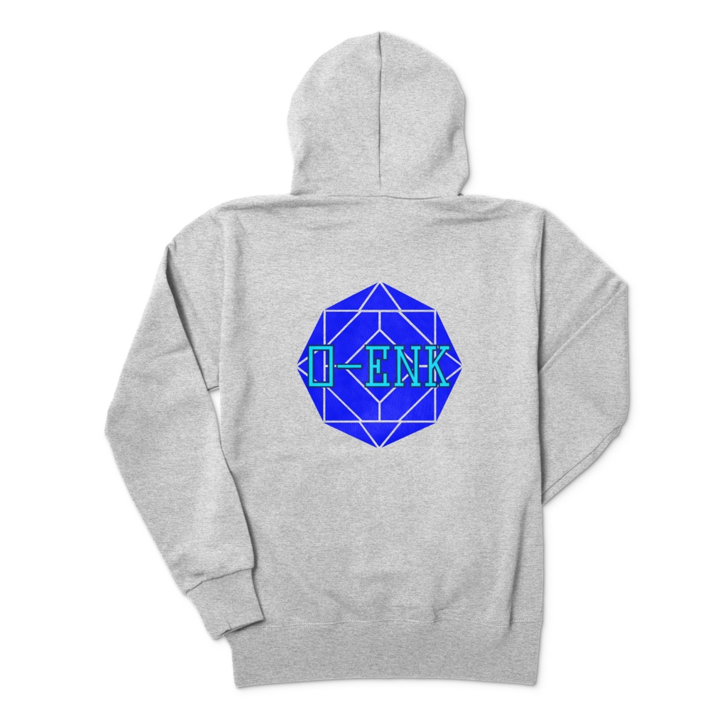 【ジップパーカー】0-ENK ロゴ 両面 (杢グレー)