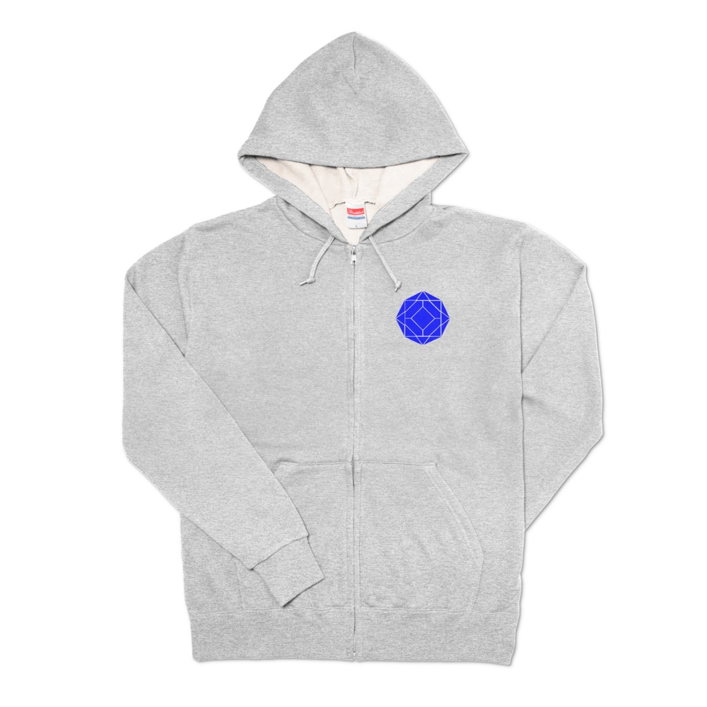 【ジップパーカー】0-ENK ロゴ (文字なし) 両面 (杢グレー)