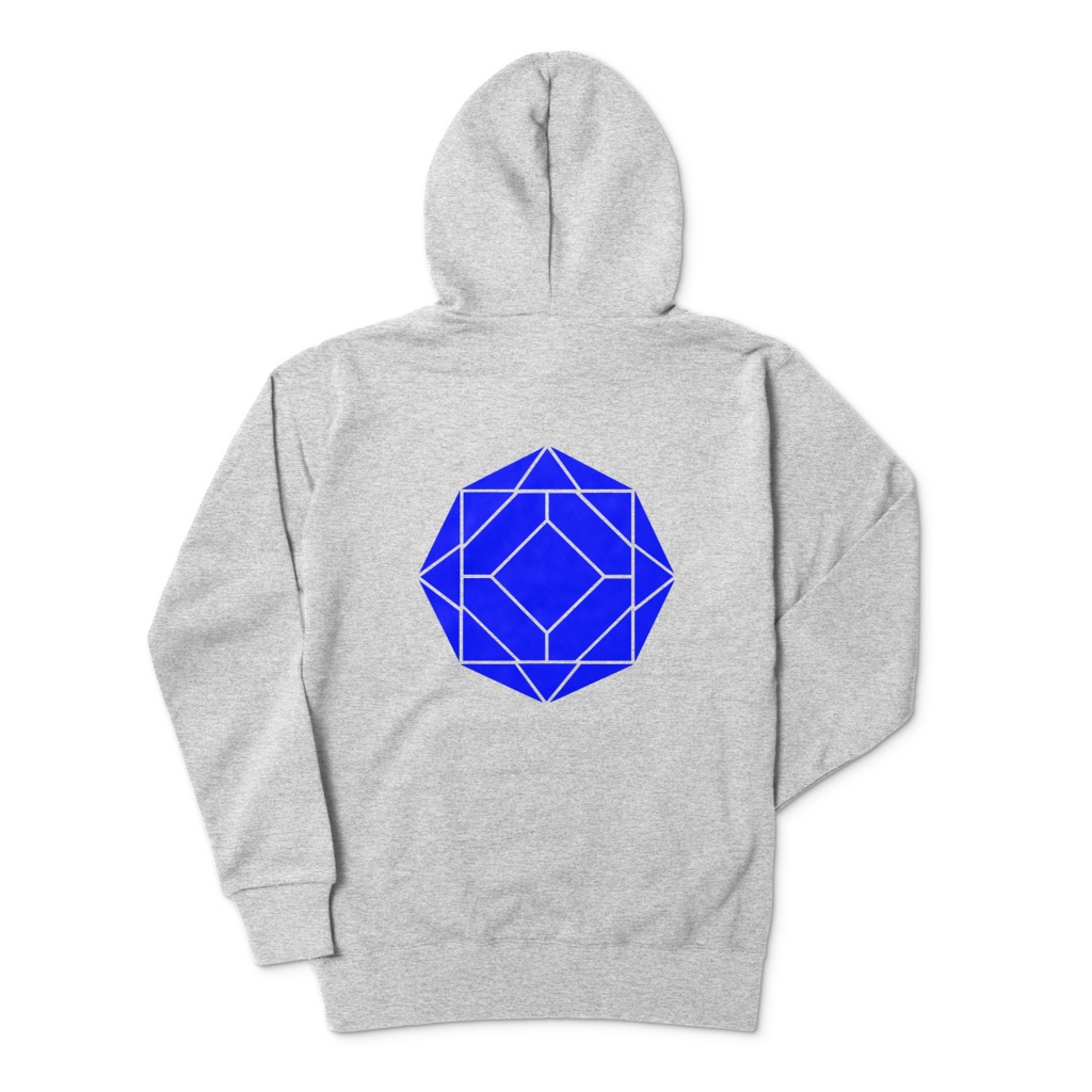 【ジップパーカー】0-ENK ロゴ (文字なし) 両面 (杢グレー)