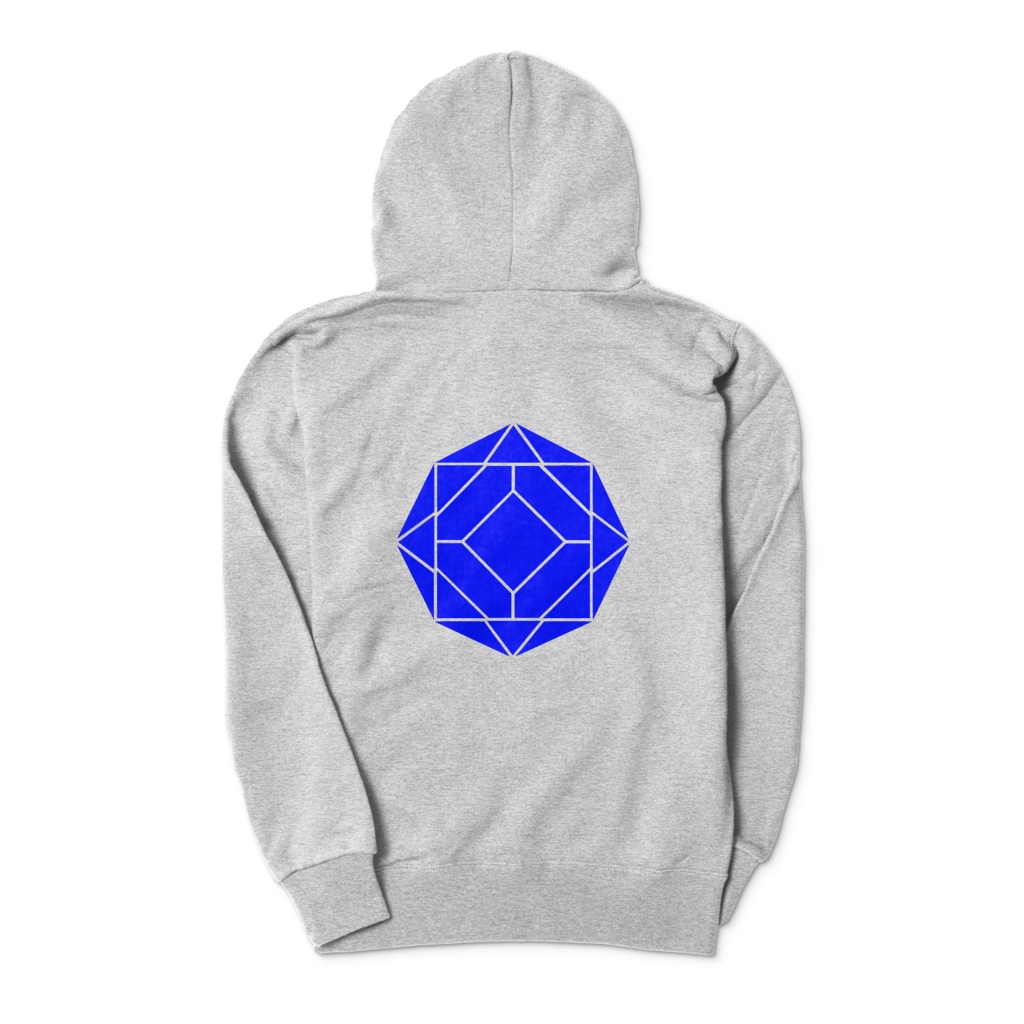 【ジップパーカー】0-ENK ロゴ (文字なし) 両面 (杢グレー)