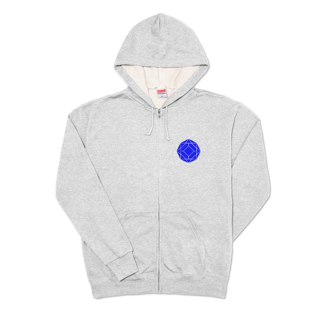 【ジップパーカー】0-ENK ロゴ (文字なし) 両面 (杢グレー)