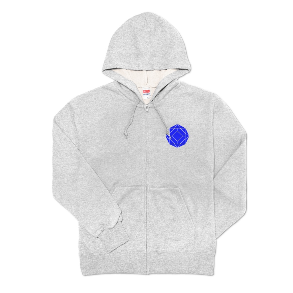 【ジップパーカー】0-ENK ロゴ (文字なし) 両面 (杢グレー)