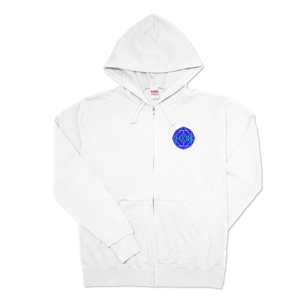 【ジップパーカー】0-ENK ロゴ 左胸 (ホワイト)