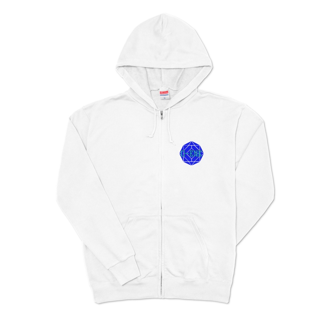 【ジップパーカー】0-ENK ロゴ 左胸 (ホワイト)