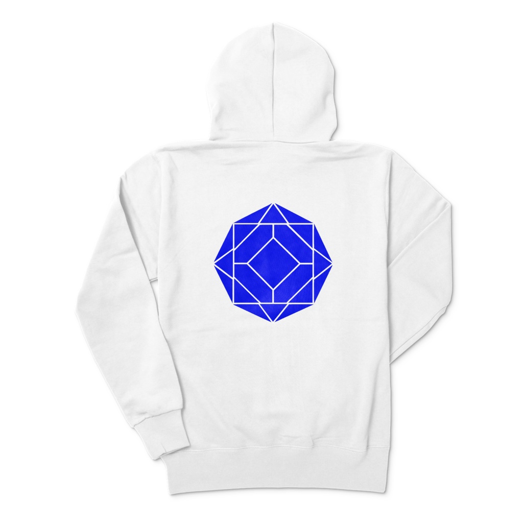 【ジップパーカー】0-ENK ロゴ (文字なし) 背面 (ホワイト)